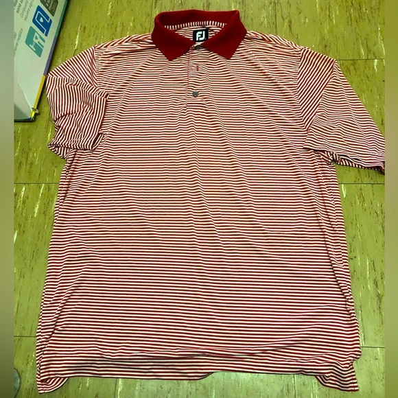 Foot Joy Golf Performance Red and White Striped Polo size Large - Picture 1 of 7